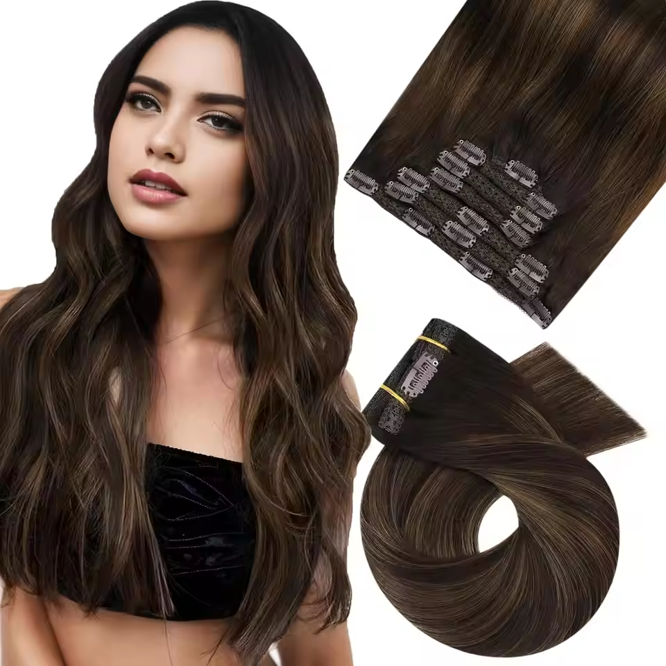 Ash brown Clip in Hair Extensions