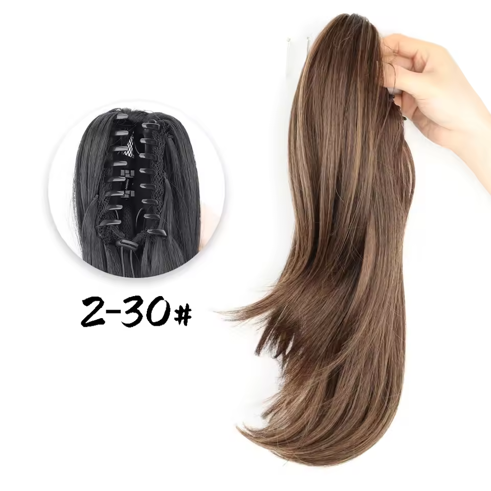 chestnut brown claw clip ponytail 