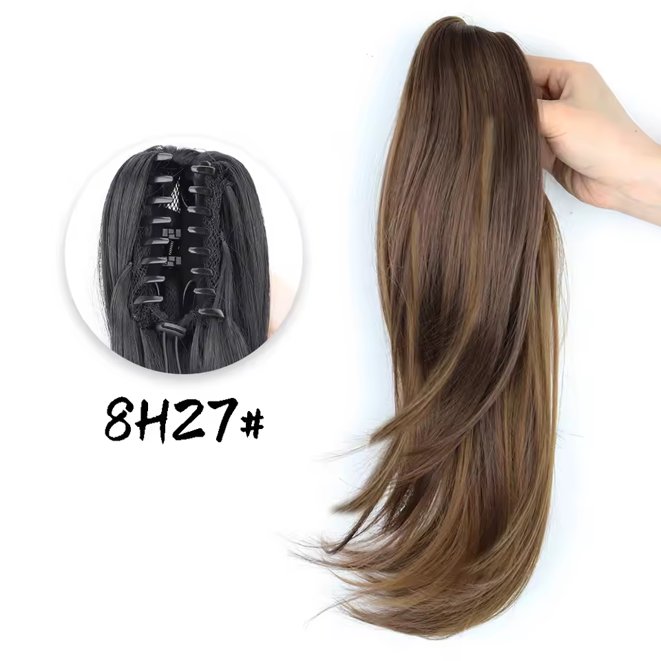 chocolate brown claw clip ponytail 