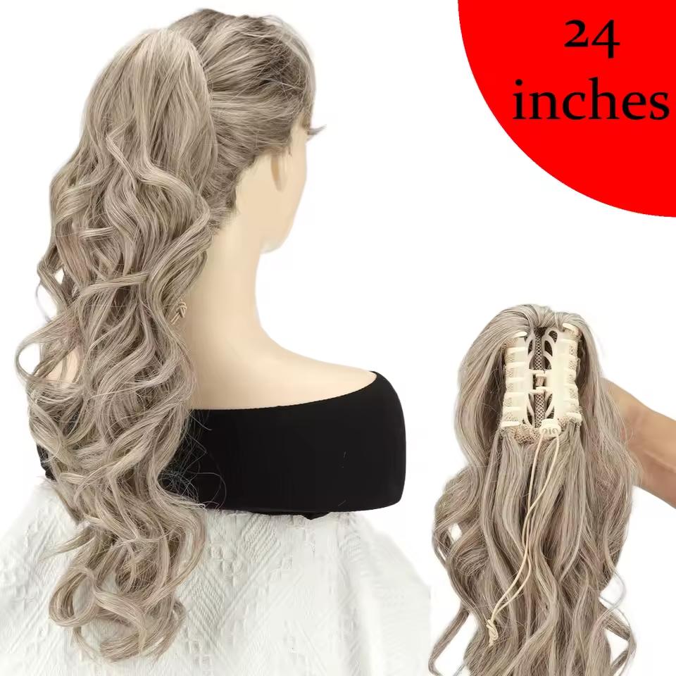 cool beige blonde claw clip ponytail 