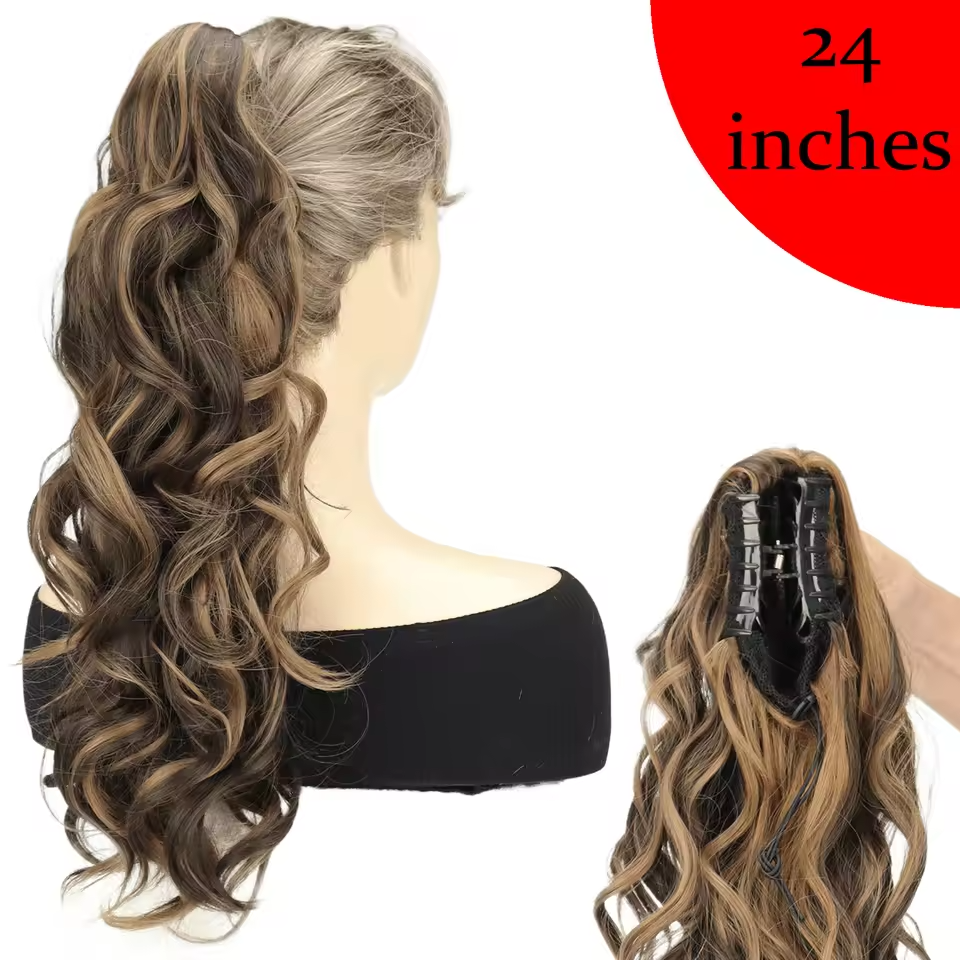 dark ash brown claw clip ponytail 