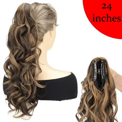 dark ash brown claw clip ponytail 