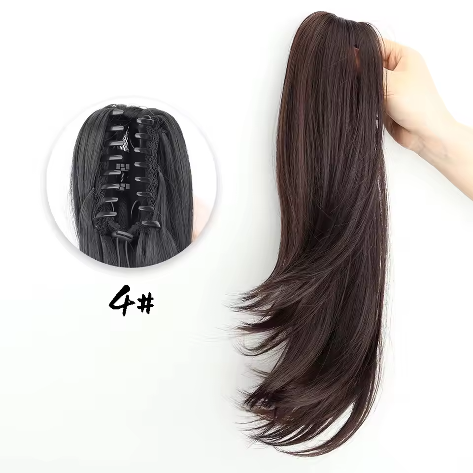 dark brown  claw clip ponytail 