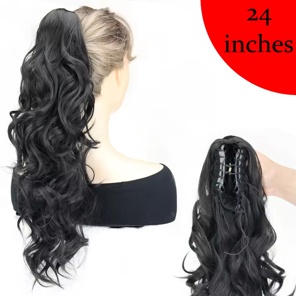 ebony black claw clip ponytail 