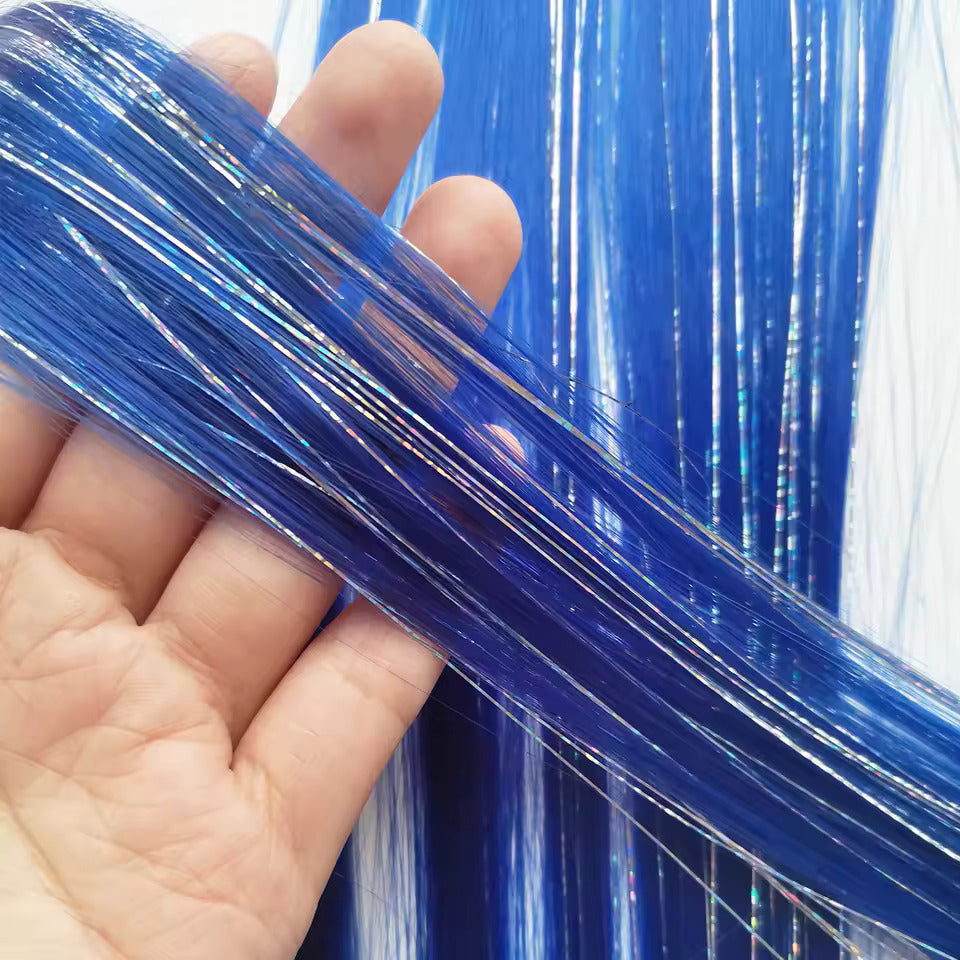 Electric Blue colored hair extensions