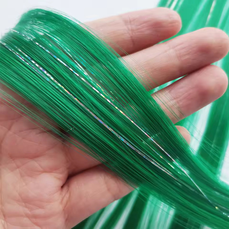 Emerald green colored hair extensions