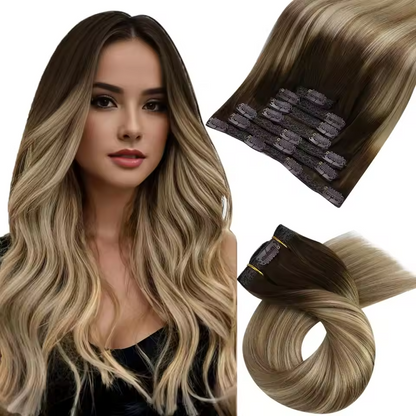 Espresso brown clip in hair extensions