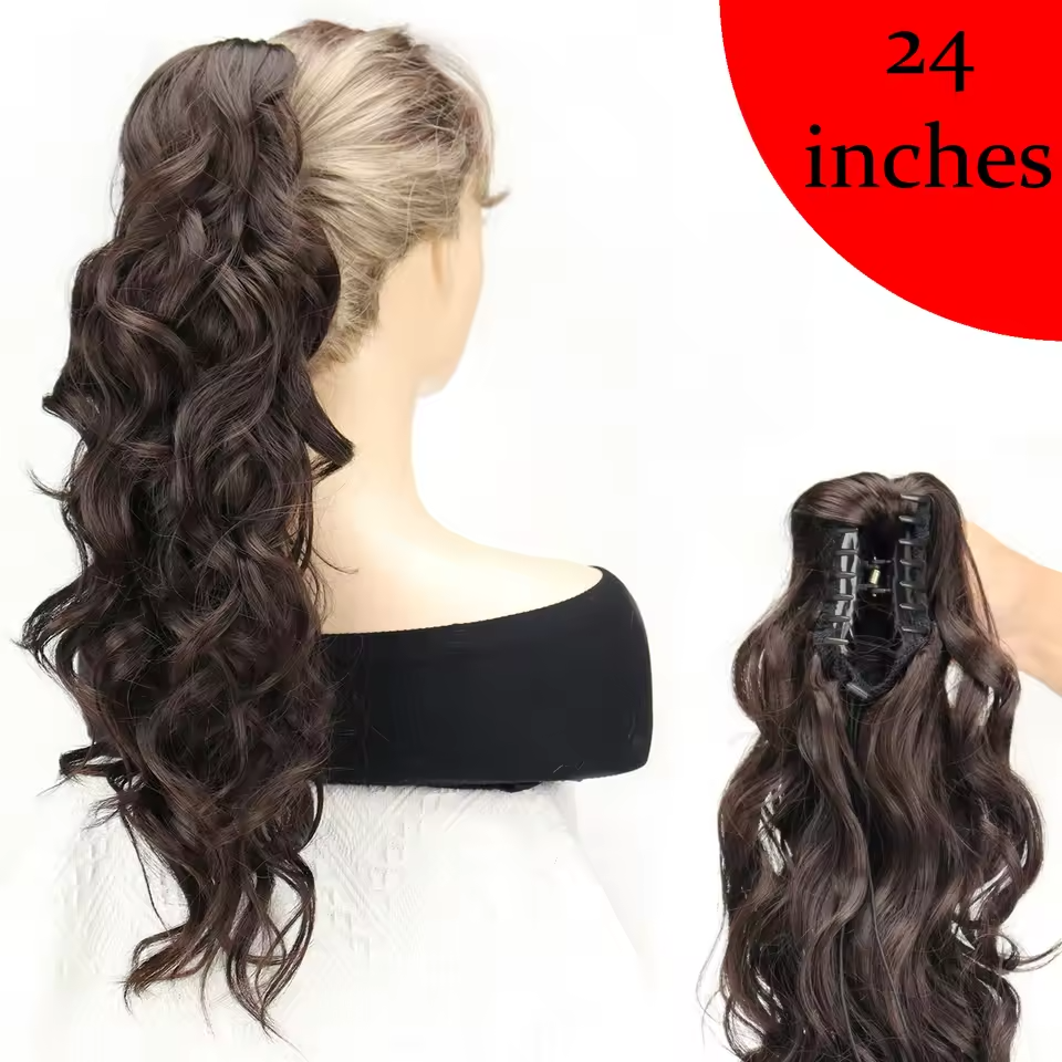 espresso brown claw clip ponytail 
