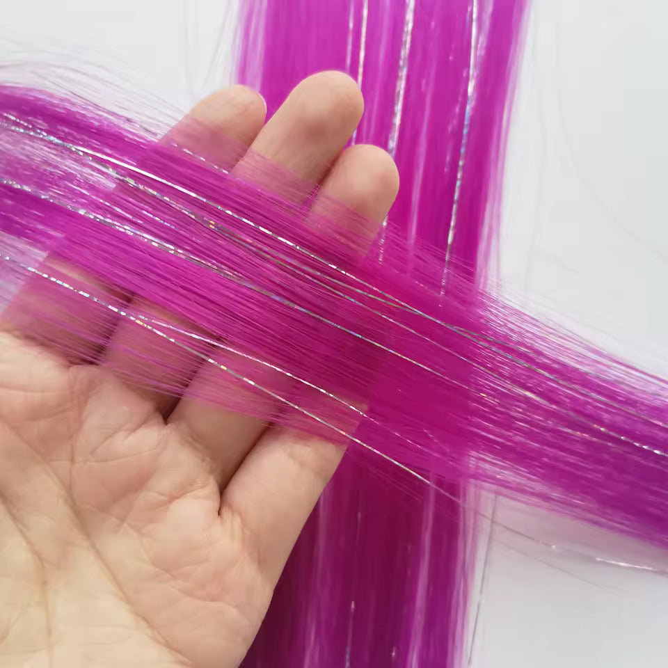 Fuchsia pink colored hair extensions