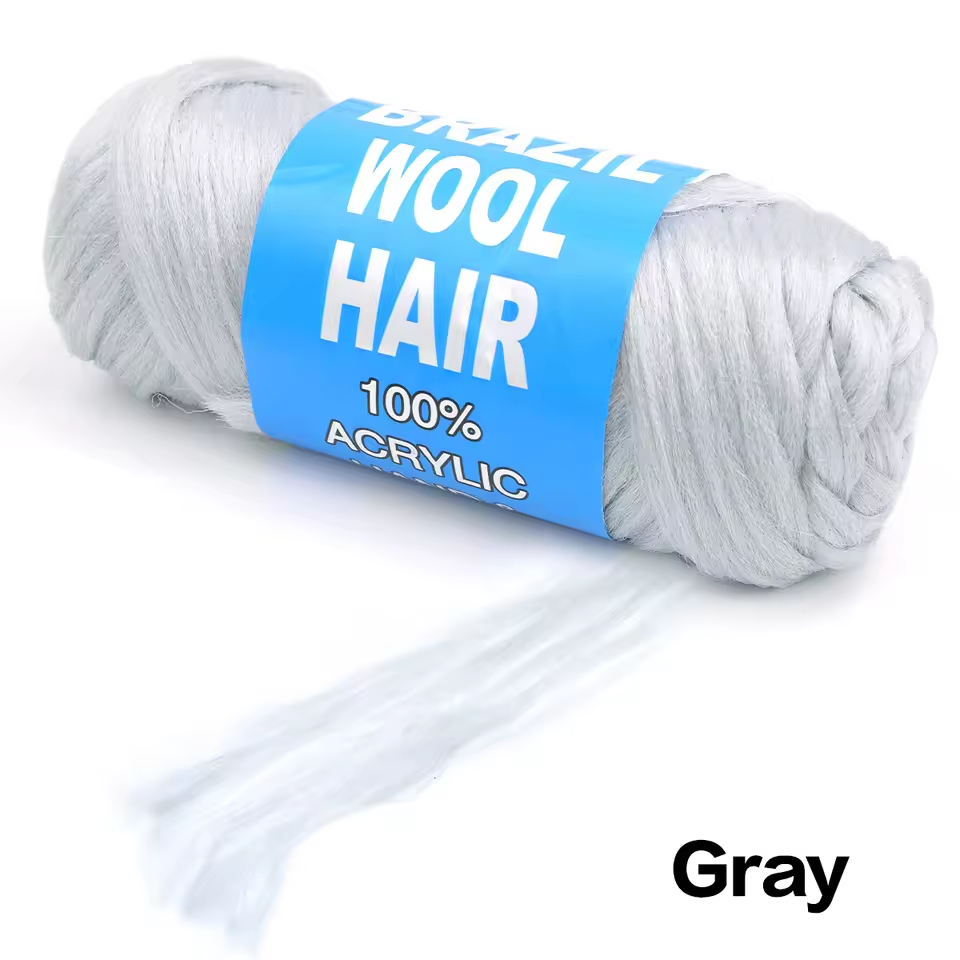 gray brazil wool hair
