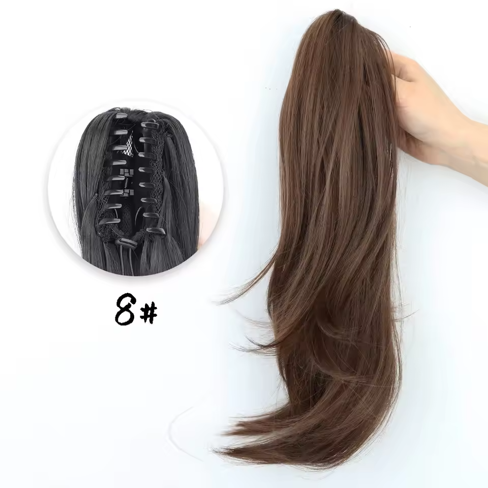 mahogany brown claw clip ponytail 