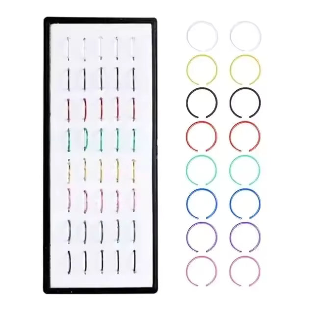 Fashion Crystal Stainless Steel Nose Stud Piercing for Women, Hypoallergenic 1.8mm Nose Ring, Straight/L/Screw Shaped