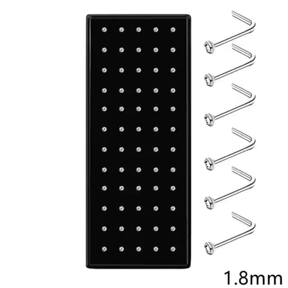 Fashion Crystal Stainless Steel Nose Stud Piercing for Women, Hypoallergenic 1.8mm Nose Ring, Straight/L/Screw Shaped