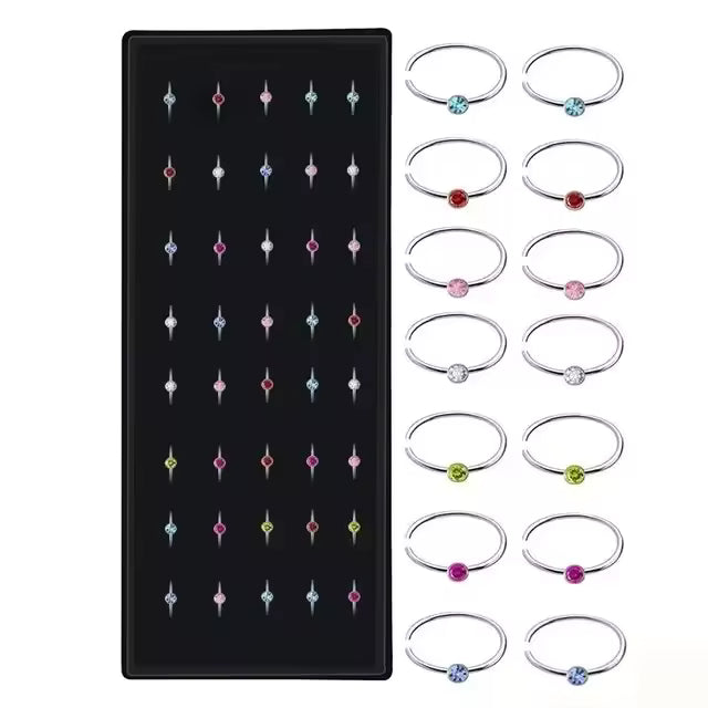 Fashion Crystal Stainless Steel Nose Stud Piercing for Women, Hypoallergenic 1.8mm Nose Ring, Straight/L/Screw Shaped