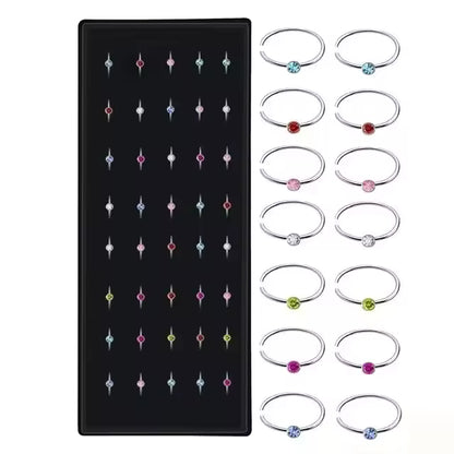 Fashion Crystal Stainless Steel Nose Stud Piercing for Women, Hypoallergenic 1.8mm Nose Ring, Straight/L/Screw Shaped