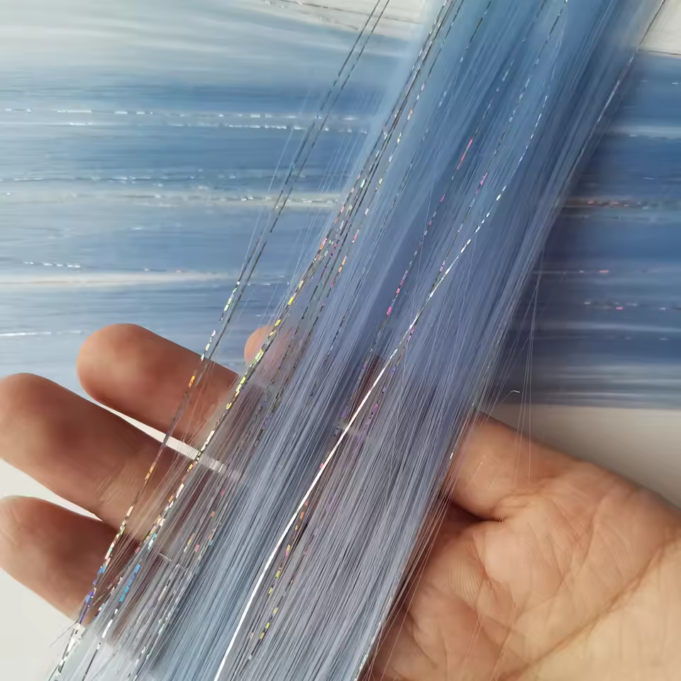 Sky Denim colored hair extensions