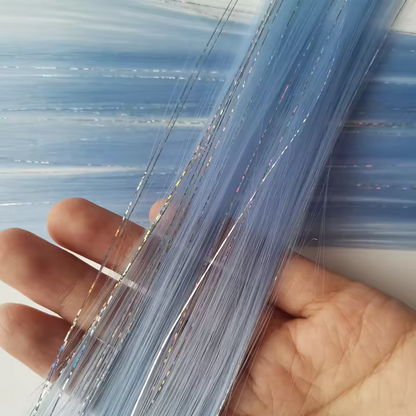 Sky Denim colored hair extensions