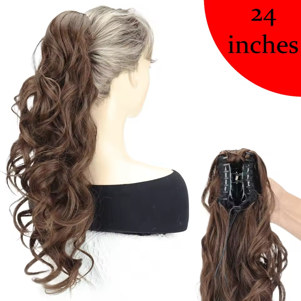 walnut brown claw clip ponytail 