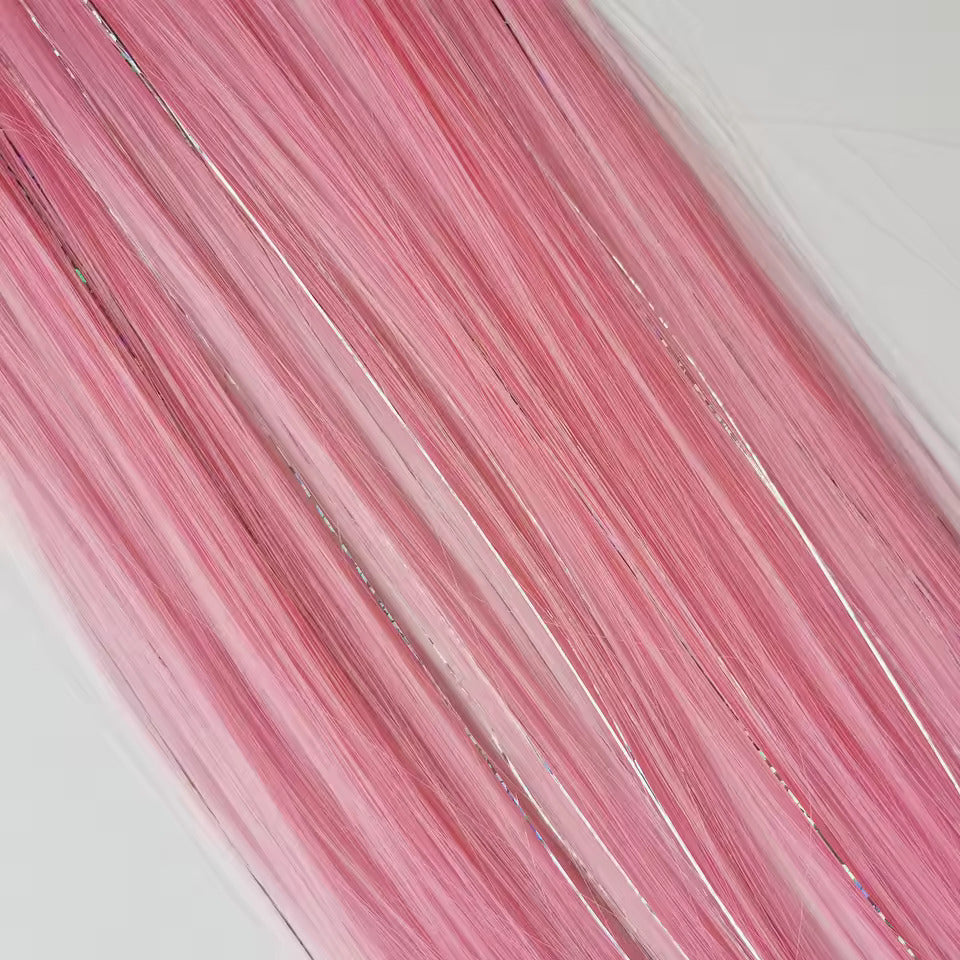 cotton candy pink colored hair extensions