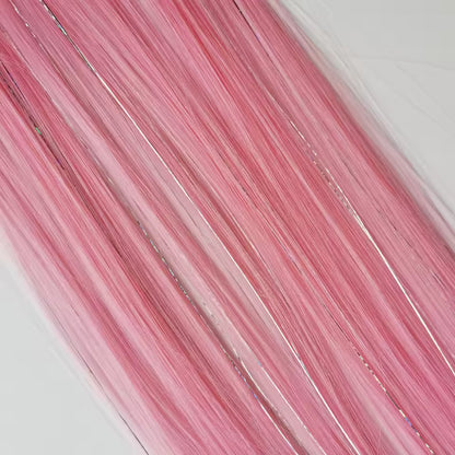 cotton candy pink colored hair extensions