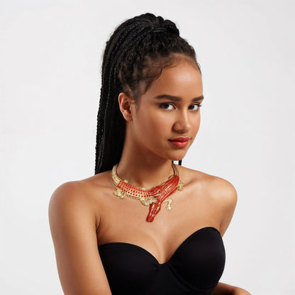 Crocodile Jewelry Set With Earrings & Necklace